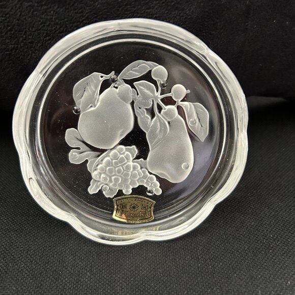 Vintage Val St Lambert Clear Crystal Brussels Intaglio Coasters Set of 4 - Picture 5 of 9